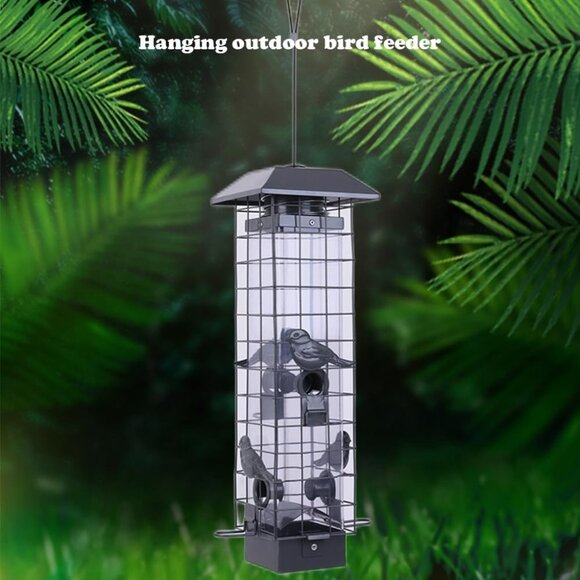 Squirrel Proof Metal Wild Bird Feeder (3LB) 4 Ports for Outside Hanging (Gray) - Picture 6 of 7